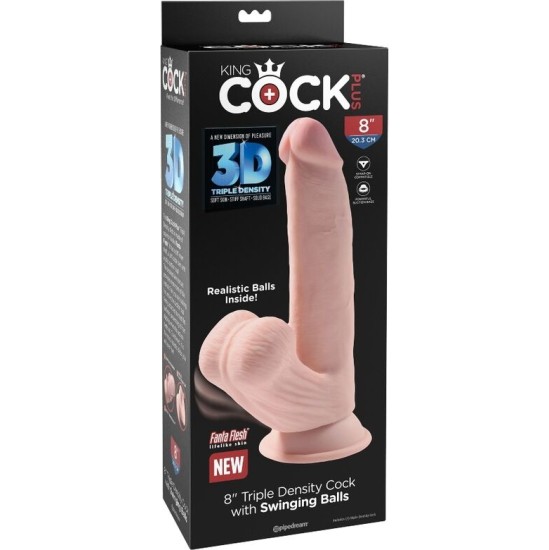 King Cock Plus KING COCK - PLUS 3D DILDO SWINGING BALLS 24.5 CM LIGHT SKIN