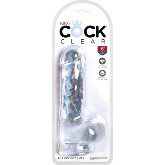 King Cock CLEAR REALISTIC PENIS WITH BALLS 13.5 CM TRANSPARENT