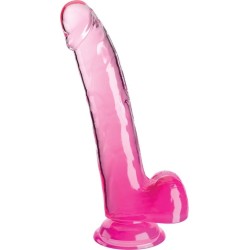 King Cock CLEAR DILDO WITH TESTICLES 20.3 CM PINK