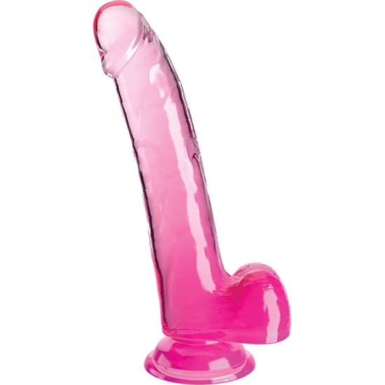 King Cock CLEAR DILDO WITH TESTICLES 20.3 CM PINK