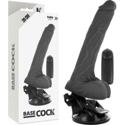 Basecock REALISTIC BLACK REMOTE CONTROL VIBRATOR WITH TESTICLES 20 CM -O- 4 CM