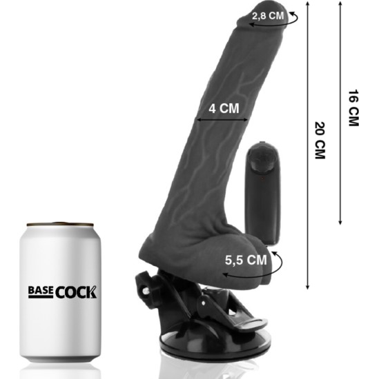 Basecock REALISTIC BLACK REMOTE CONTROL VIBRATOR WITH TESTICLES 20 CM -O- 4 CM