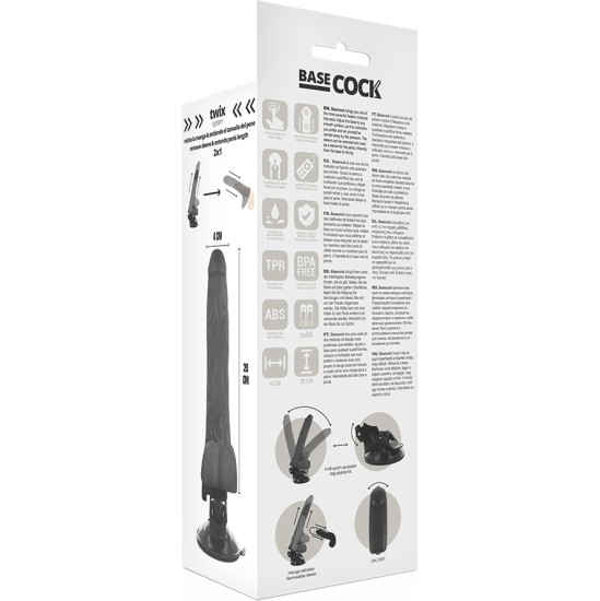 Basecock REALISTIC BLACK REMOTE CONTROL VIBRATOR WITH TESTICLES 20 CM -O- 4 CM