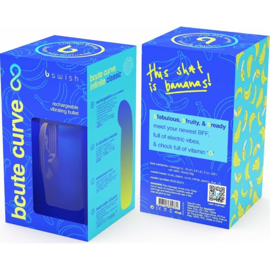 B Swish BCUTE CURVE INFINITE CLASSIC LIMITED EDITION BLUE SILICONE RECHARGEABLE VIBRATOR