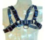Leather Body BLUE AND BLACK LEATHER HARNESS CHEST BULLDOG