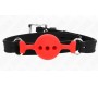 Kink Collar & Gag KINK - FULL SILICONE GAG 55 x 2 CM WITH 4 CM BALL SIZE S RED ADJUSTABLE 35-51 CM