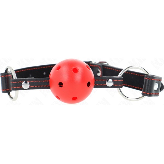 Kink Collar & Gag KINK - HOLLOW HARD RED BALL GAG MODEL 2 65 x 2.5 CM