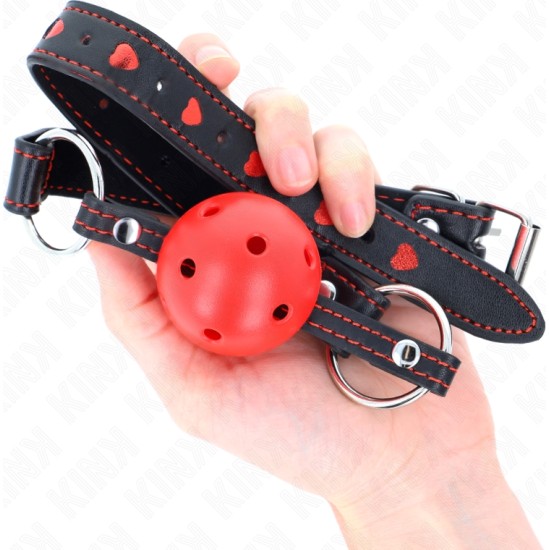 Kink Collar & Gag KINK - HOLLOW HARD RED BALL GAG MODEL 2 65 x 2.5 CM