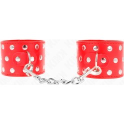 Kink Wrist Restraint KINK - WRIST RESTRAINTS WITH SNAP FASTEN FULL OF RIVETS RED ADJUSTABLE 19-24 CM X 5.5 CM