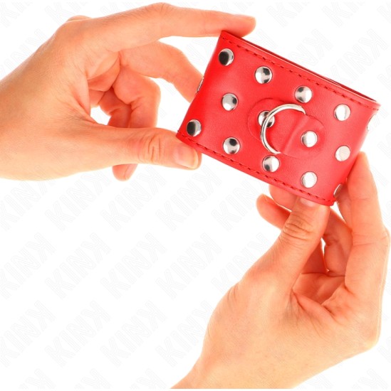 Kink Wrist Restraint KINK - WRIST RESTRAINTS WITH SNAP FASTEN FULL OF RIVETS RED ADJUSTABLE 19-24 CM X 5.5 CM