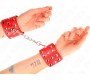 Kink Wrist Restraint KINK - WRIST RESTRAINTS WITH SNAP FASTEN FULL OF RIVETS RED ADJUSTABLE 19-24 CM X 5.5 CM