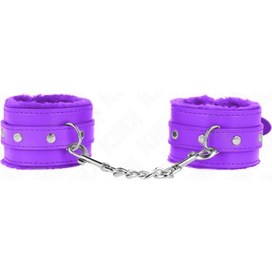 Kink Wrist Restraint KINK - PREMIUM FUR LINED WRIST RESTRAINTS PURPLE WITH PURPLE BELT ADJUSTABLE 17-29 CM X 6 CM