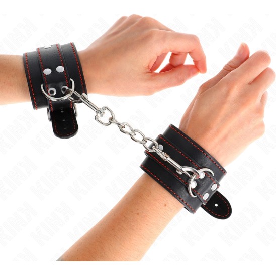 Kink Wrist Restraint KINK - WRIST RESTRAINTS BLACK WITH RED LINING ADJUSTABLE 20-28 CM X 5.5 CM