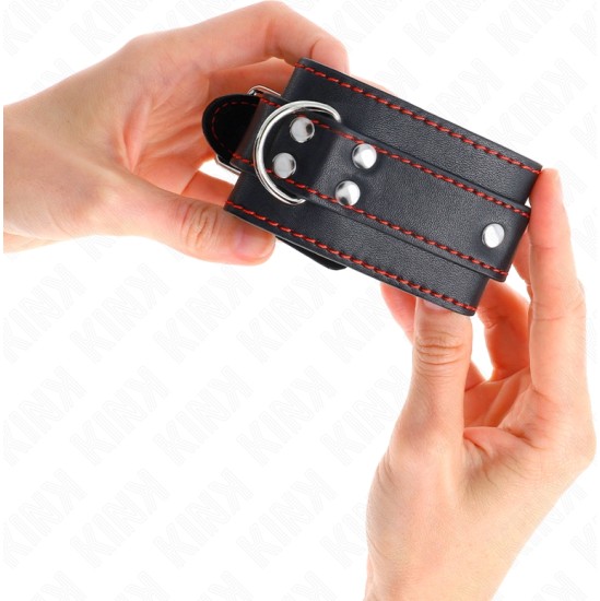 Kink Wrist Restraint KINK - WRIST RESTRAINTS BLACK WITH RED LINING ADJUSTABLE 20-28 CM X 5.5 CM