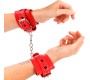 Kink Wrist Restraint KINK - RED WRIST RESTRAINTS WITH BLACK HEART INLAY ADJUSTABLE 21-28 CM X 5.5 CM
