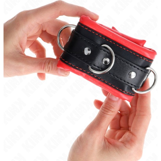 Kink Wrist Restraint KINK - HEAVY WRIST RESTRAINTS WITH RED FUR LINED ADJUSTABLE 20-30 CM X 6 CM