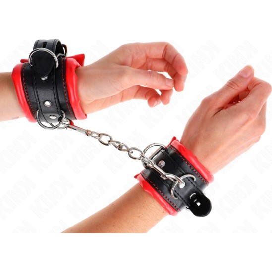 Kink Wrist Restraint KINK - HEAVY WRIST RESTRAINTS WITH RED FUR LINED ADJUSTABLE 20-30 CM X 6 CM