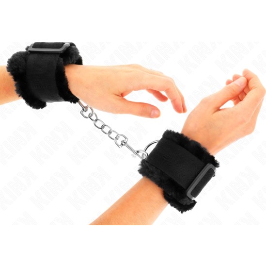 Kink Wrist Restraint KINK - FURRY LINED WRIST RESTRAINTS BLACK ADJUSTABLE 17-31 CM X 7 CM