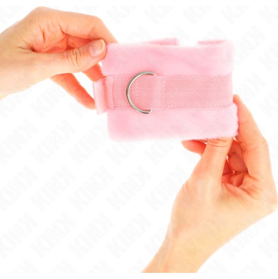 Kink Wrist Restraint KINK - BEGINNER FUR HAND CUFFS PINK 30 X 7 CM