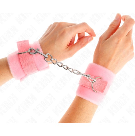 Kink Wrist Restraint KINK - BEGINNER FUR HAND CUFFS PINK 30 X 7 CM