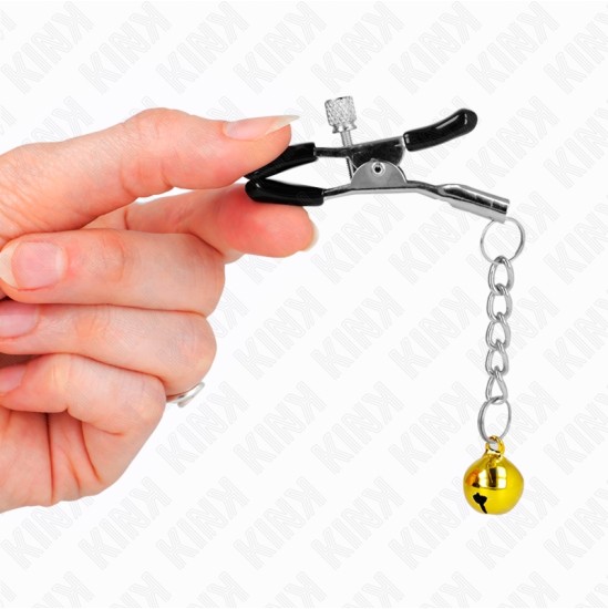 Kink Nipple Grip KINK - GOLD JINGLE BELL PENDANT NIPPLE CLAMPS 6 CM