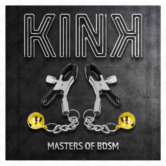 Kink Nipple Grip KINK - GOLD JINGLE BELL PENDANT NIPPLE CLAMPS 6 CM