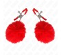 Kink Nipple Grip KINK - FAUX FUR BALL NIPPLE CLAMP RED 6 CM