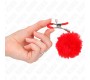 Kink Nipple Grip KINK - FAUX FUR BALL NIPPLE CLAMP RED 6 CM