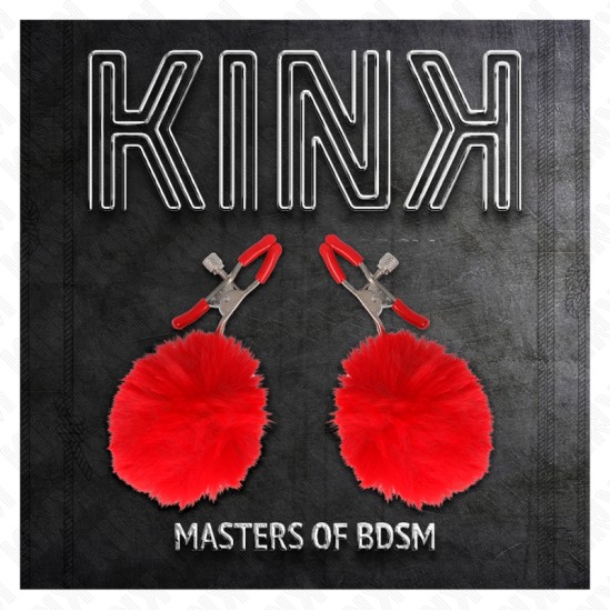 Kink Nipple Grip KINK - FAUX FUR BALL NIPPLE CLAMP RED 6 CM