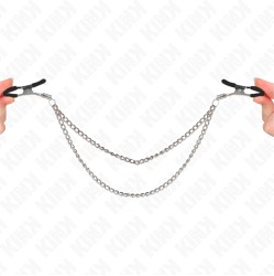 Kink Nipple Grip KINK - NIPPLE CLAMPS WITH 2 THICK CHAINS SILVER 20/23 CM
