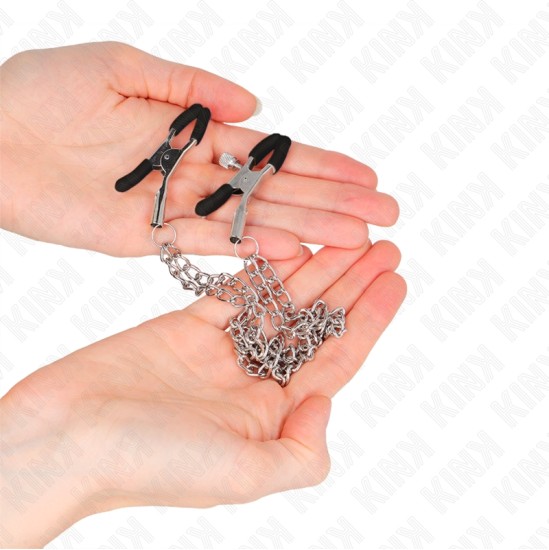 Kink Nipple Grip KINK - NIPPLE CLAMPS WITH 2 THICK CHAINS SILVER 20/23 CM