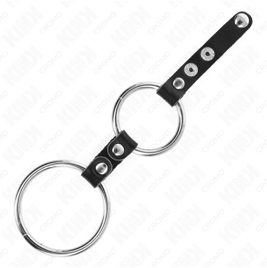 Kink Ring Power KINK - DOUBLE PENIS RING 3.8 CM TO 5 CM CONNECTED BY LEATHER