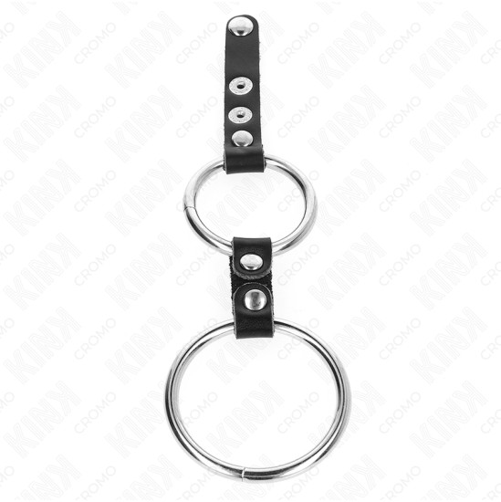 Kink Ring Power KINK - DOUBLE PENIS RING 3.8 CM TO 5 CM CONNECTED BY LEATHER