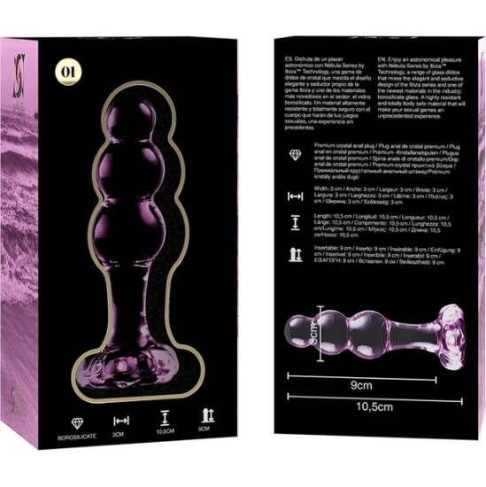 Nebula Series By Ibiza MODEL 1 ANAL PLUG BOROSILICATE GLASS PINK 10.5 CM -O- 3 CM
