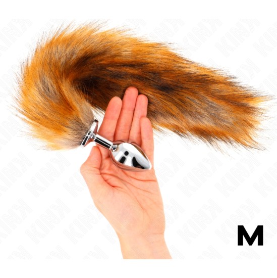 Kink Pleasure Plugs KINK - ANAL PLUG SIZE M 8 X 3.5 CM WITH SYNTHETIC TAIL 40 CM BROWN