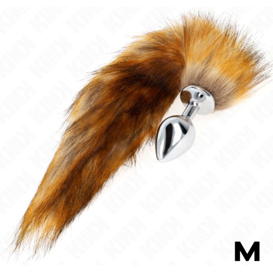 Kink Pleasure Plugs KINK - ANAL PLUG SIZE M 8 X 3.5 CM WITH SYNTHETIC TAIL 40 CM BROWN