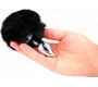 Kink Pleasure Plugs KINK - STAINLESS STEEL PLUG 7 x 3 CM WITH BLACK FAUX FUR RABBIT TAIL 8 CM