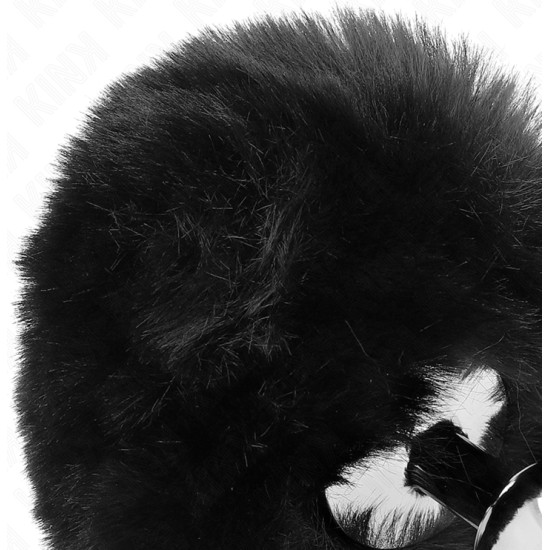 Kink Pleasure Plugs KINK - STAINLESS STEEL PLUG 7 x 3 CM WITH BLACK FAUX FUR RABBIT TAIL 8 CM
