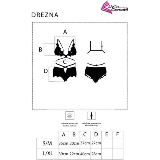 Livco Corsetti Sets LIVCO CORSETTI FASHION - DREZNA LC 90733 BRA + PANTY BLACK