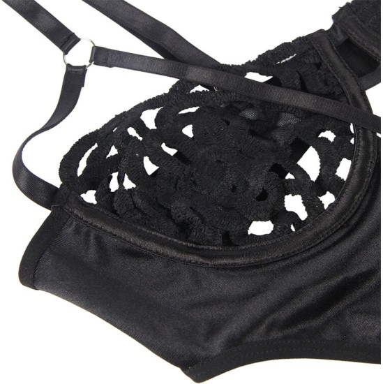 Subblime Bodystockings SUBBLIME - 954055 SEXY LACE BODYSUIT BLACK S/M