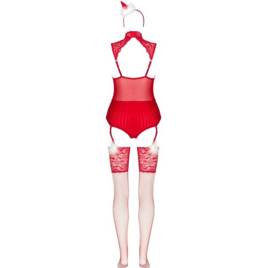 Livco Corsetti Sets LIVCO CORSETTI FASHION - LIMPID SNOWFLAKES LC 90604 BODY + STOCKINGS + CHRISTMAS HEADBAND L/XL