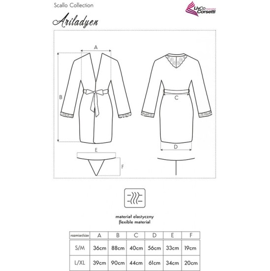 Livco Corsetti Sets LIVCO CORSETTI FASHION - ARILADYEN LC 90568 DRESSING GOWN + PANTY BLACK L/XL