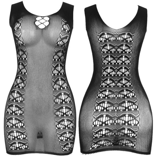 Subblime Dresses SUBBLIME - 952167 SHORT ELASTIC FISHNET DRESS BLACK ONE SIZE