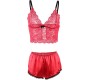 Subblime Sets SUBBLIME - 953898 SILK AND LACE NIGHTGOWN + PANTIES RED S/M