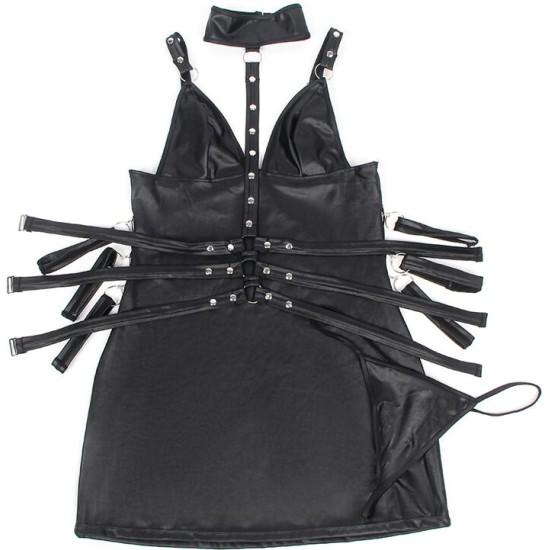 Subblime Dresses SUBBLIME - 954406 LEATHER BONDAGE DRESS BLACK S/M