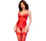 Chilirose Sets CHILIROSE - CR 4845 CORSET AND STOCKINGS RED XL