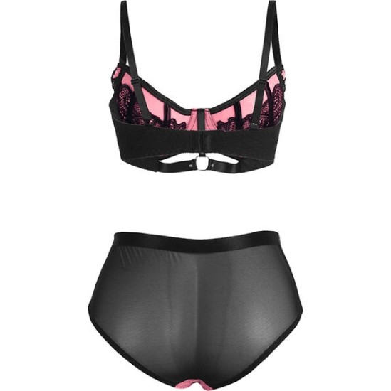 Subblime Sets SUBBLIME - 955571 PINK PATENT LEATHER MESH ZIPPER BRA SET S/M