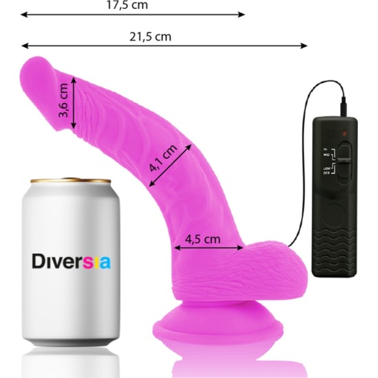 Diversia FLEXIBLE VIBRATING DILDO PURPLE 21.5 CM -O- 4.5 CM