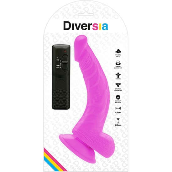 Diversia FLEXIBLE VIBRATING DILDO PURPLE 21.5 CM -O- 4.5 CM