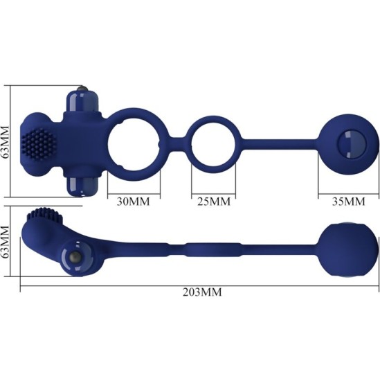 Pretty Love Male PRETTY LOVE - REMINGTON DOUBLE VIBRATING RING WITH PLUG BLUE